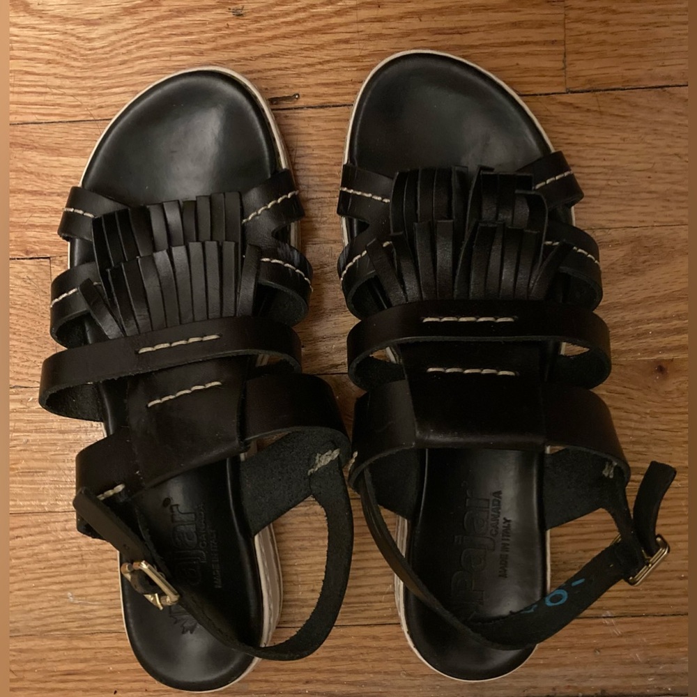 Pajar Black Fringe Sandals